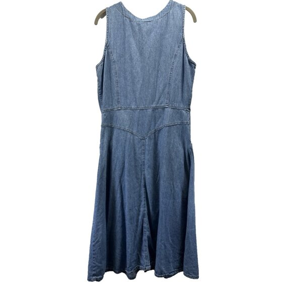 Vintage Jimelliot Womens Denim Dress 14 Sleeveless Button Up Pockets Midi Y2K 90 - Picture 2 of 10